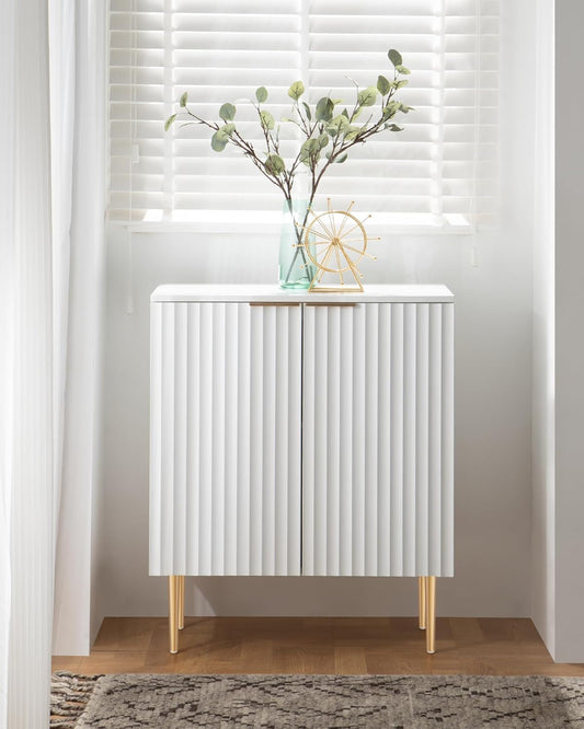 Fluted White Sideboard - Set of 2