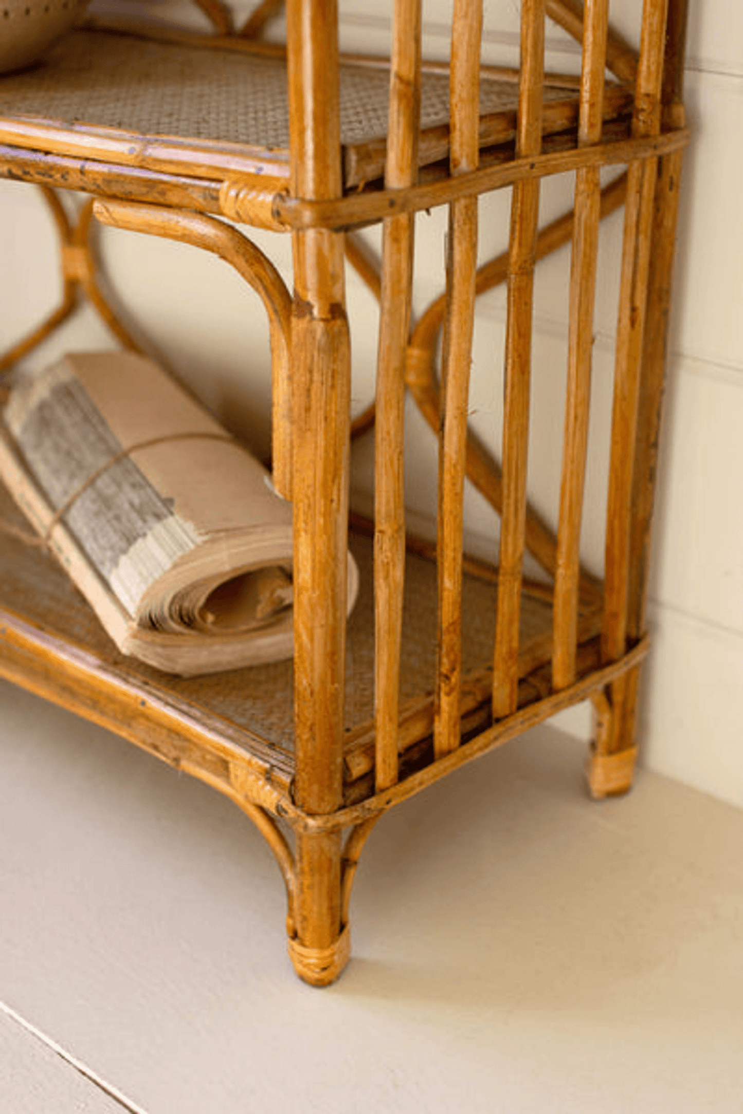 Elegant Rattan Four-Tiered Shelf