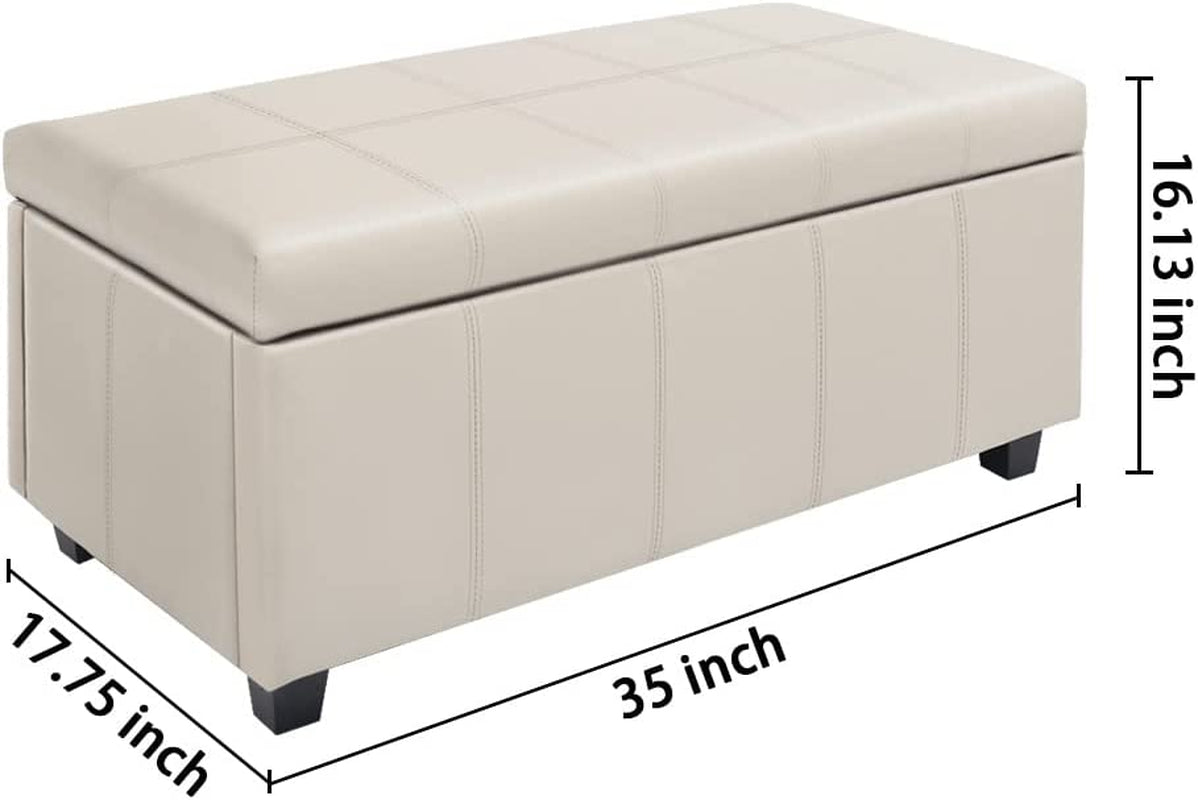 Leather Bench with Lift-Top Storage