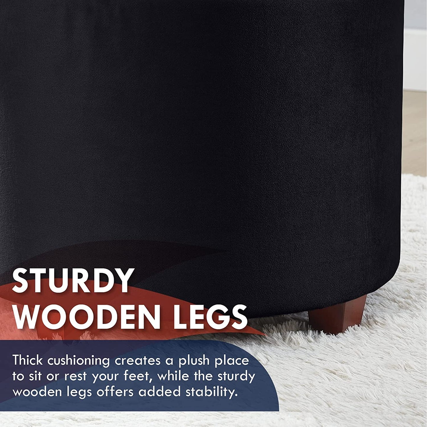 Black Velvet Tufted Storage Ottoman