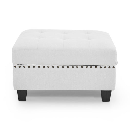 White Chenille Ottoman