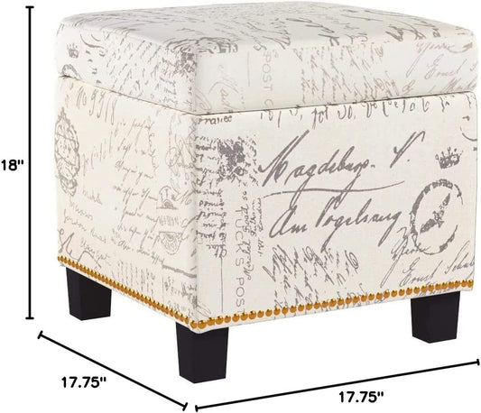 Square Script Storage Ottoman