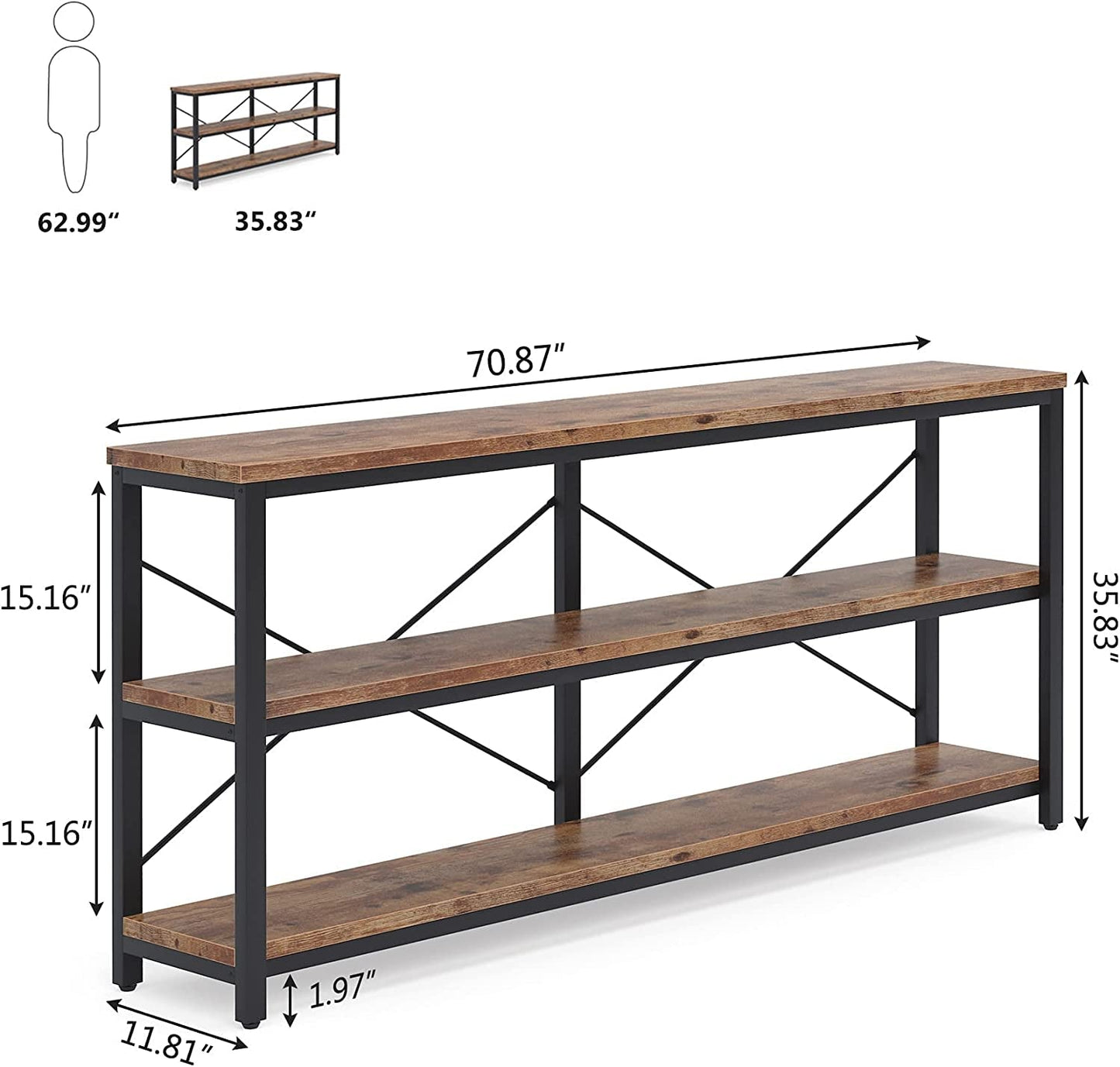 Sleek Sofa Table with Storage Shelves