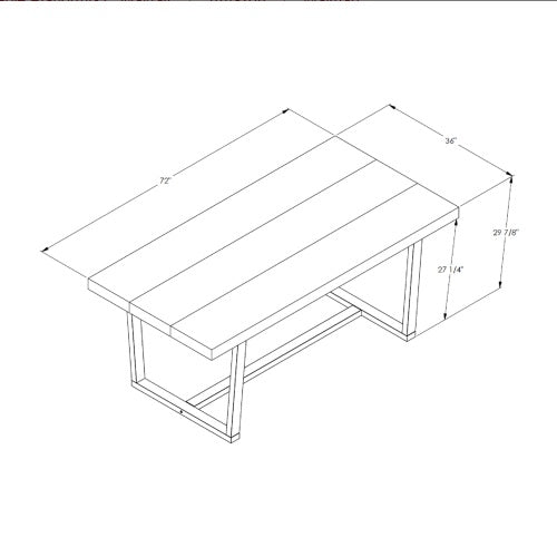 Modern Distressed Solid Wood And Metal Open Frame Dining Table