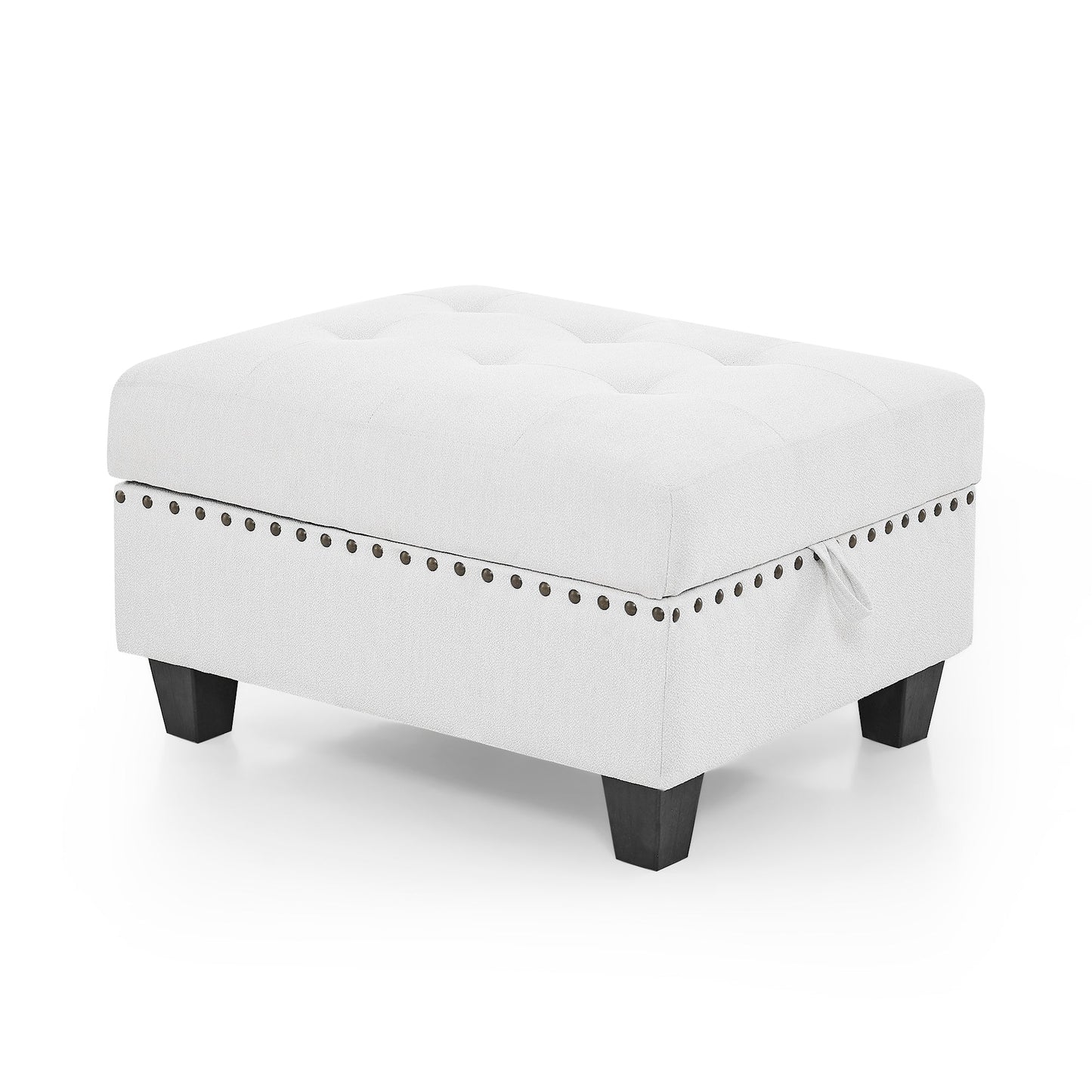 White Chenille Ottoman