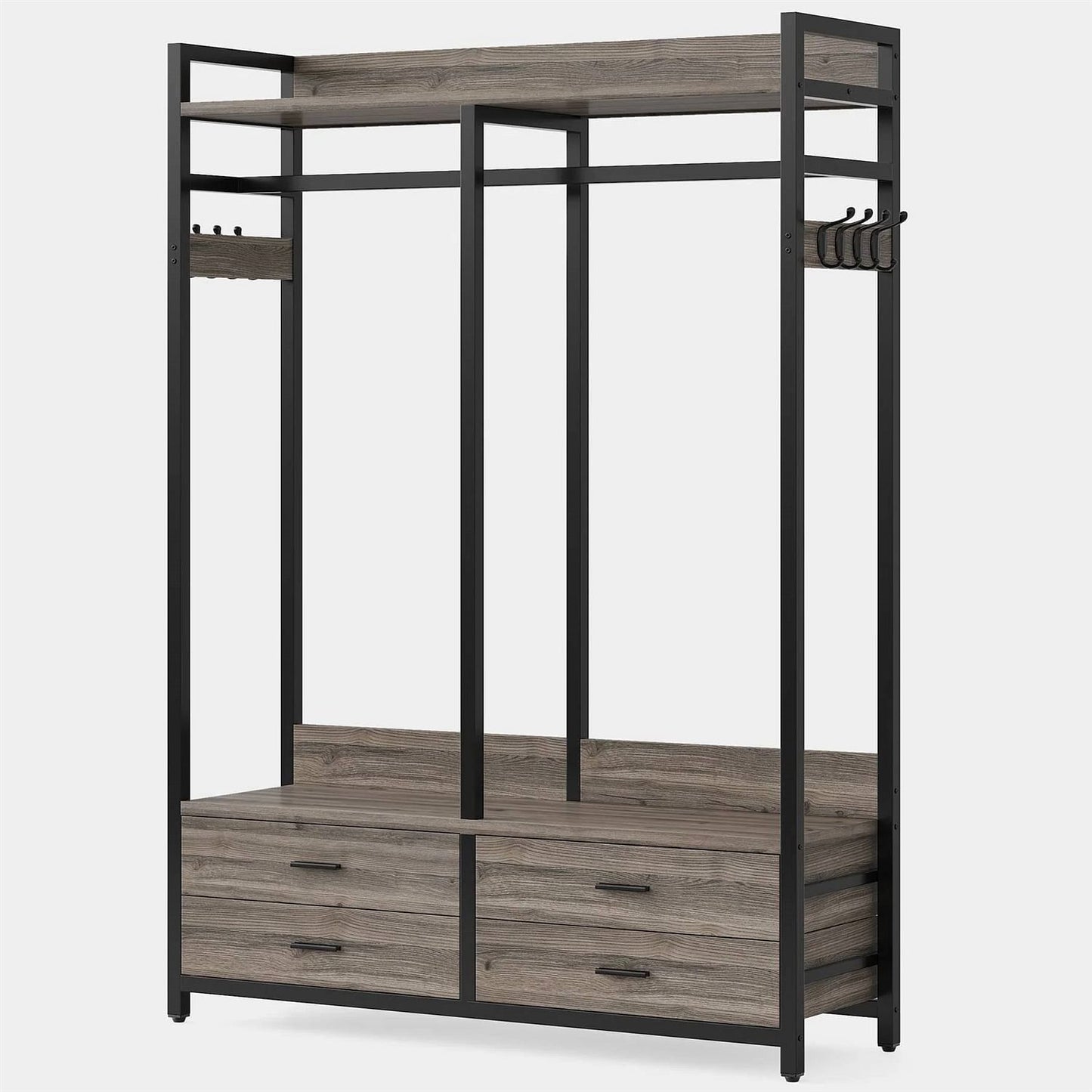 Industrial-Chic Four Drawer Garment Rack
