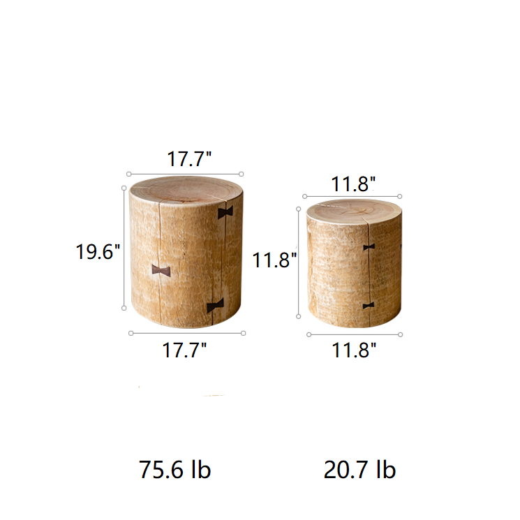 Pine Wood Pedestal Side Table