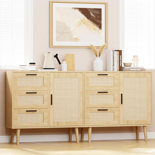 Modern Rattan Buffet Cabinet