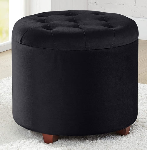 Black Velvet Tufted Storage Ottoman