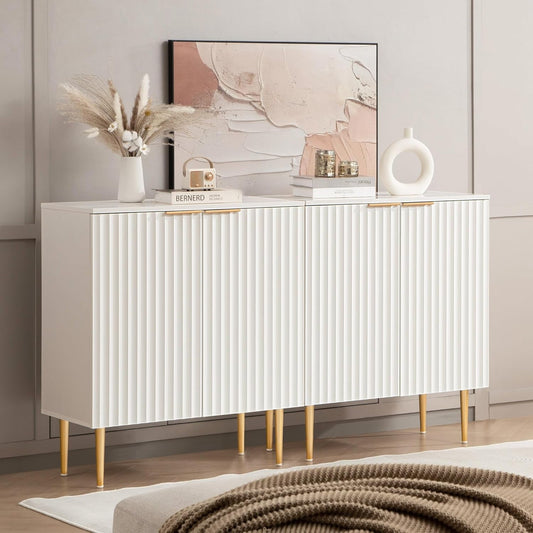 Fluted White Sideboard - Set of 2
