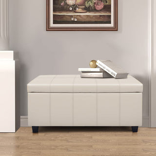 Leather Bench with Lift-Top Storage