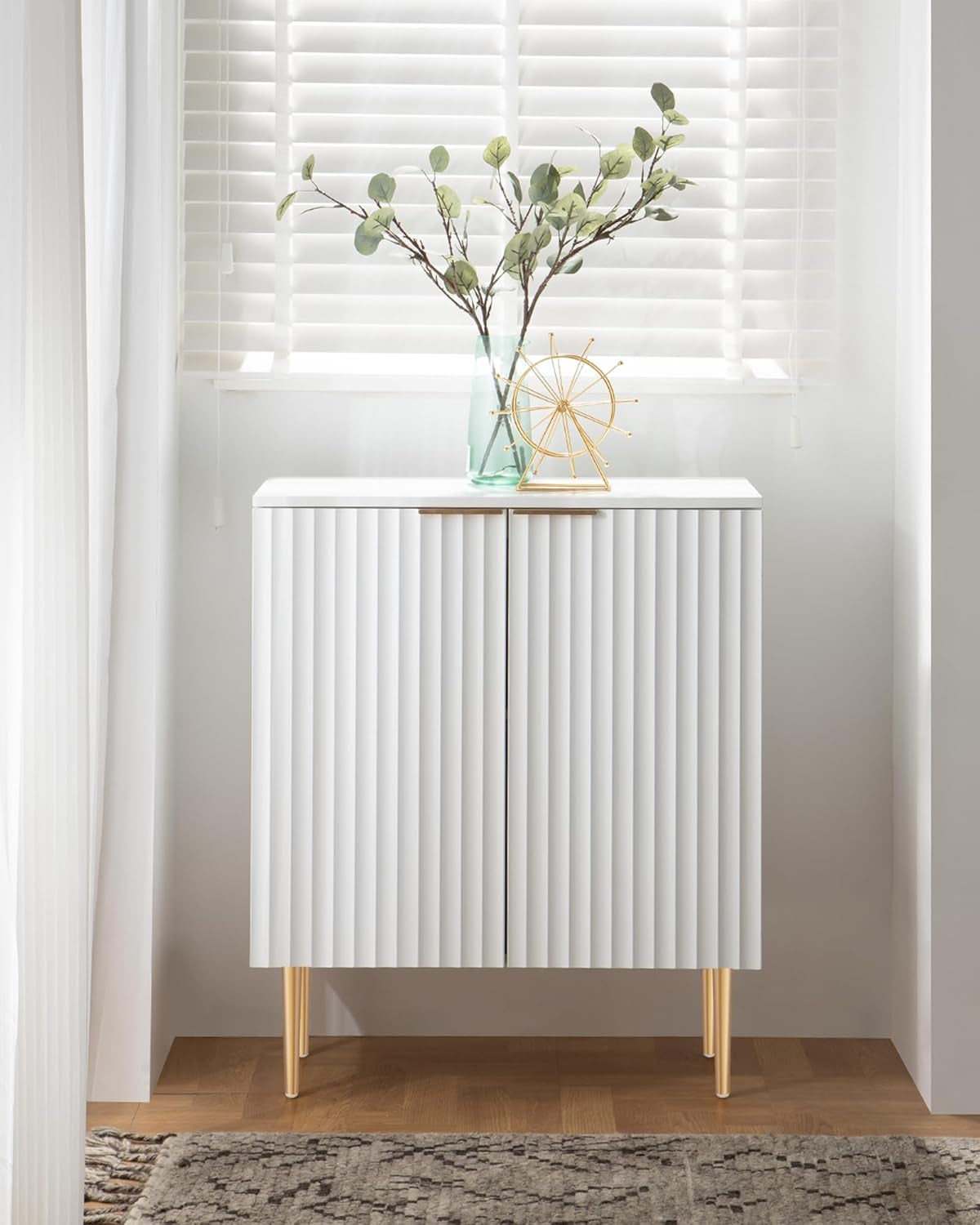 Fluted White Sideboard - Set of 2