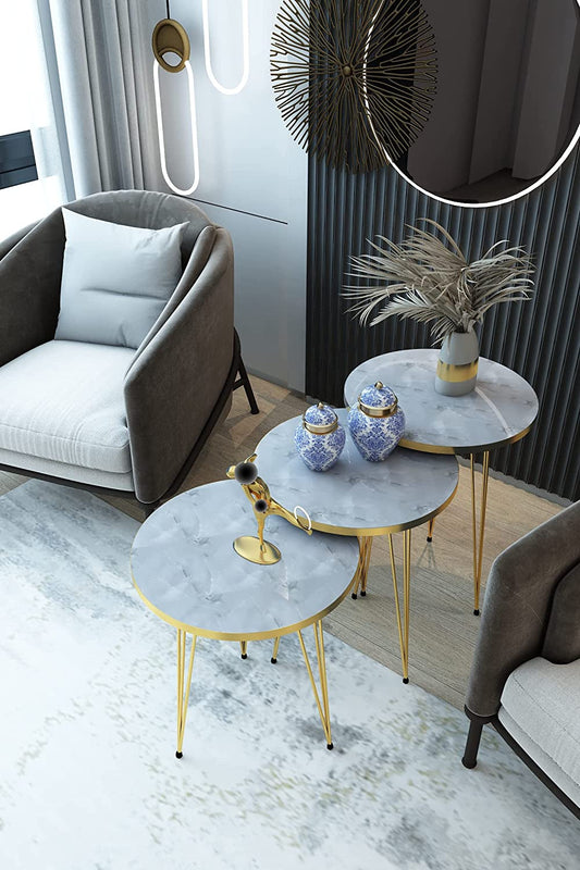 3 Nested Marble End Tables