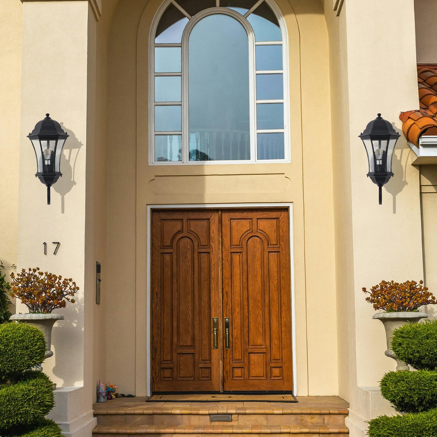 Black Outdoor Wall Lantern with Dusk to Dawn Sensor