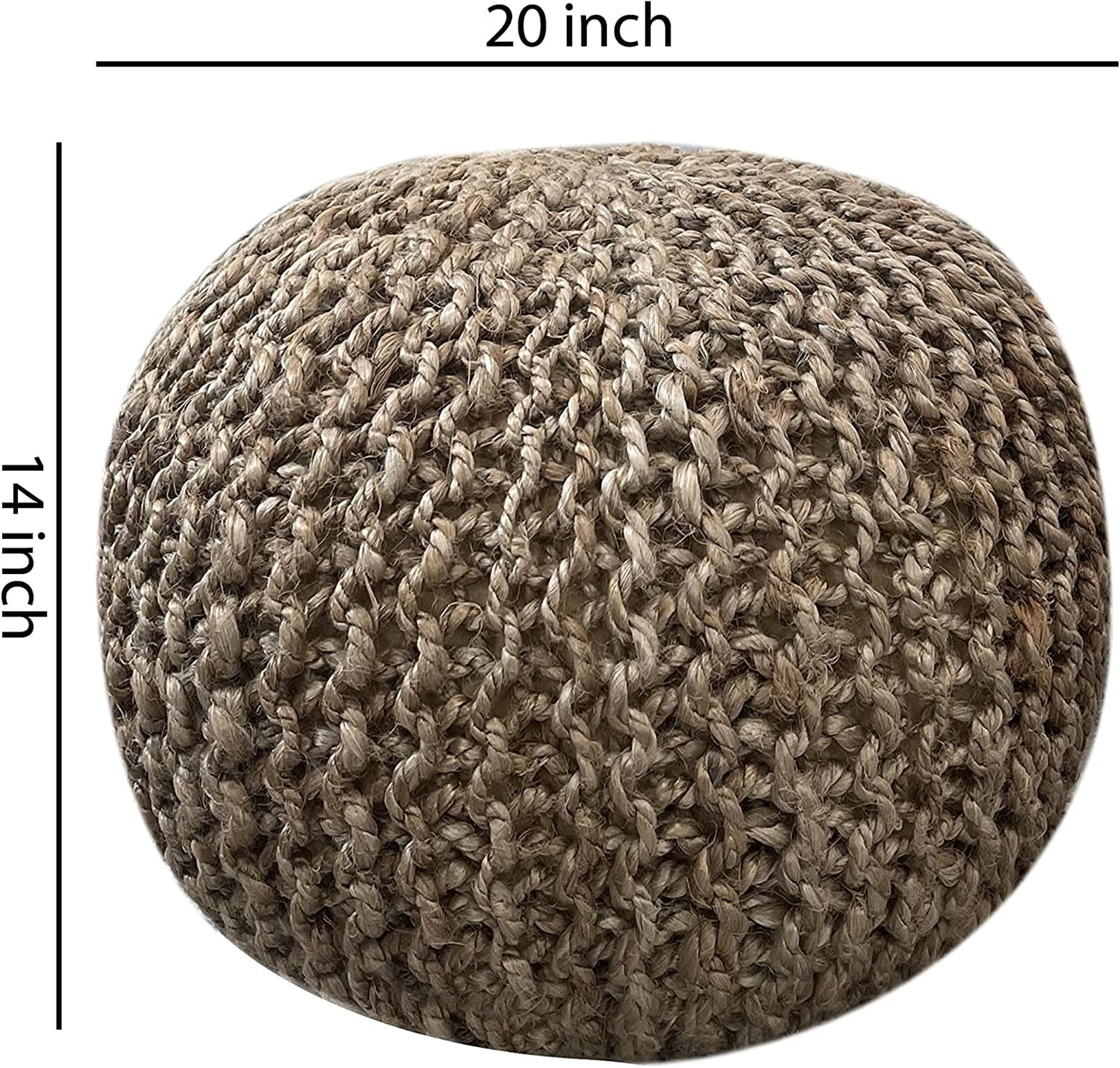 Natural Jute Braided Pouf