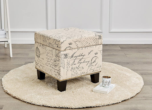 Square Script Storage Ottoman