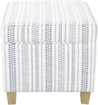 Farmhouse Blue Stripe Ottoman with Storage