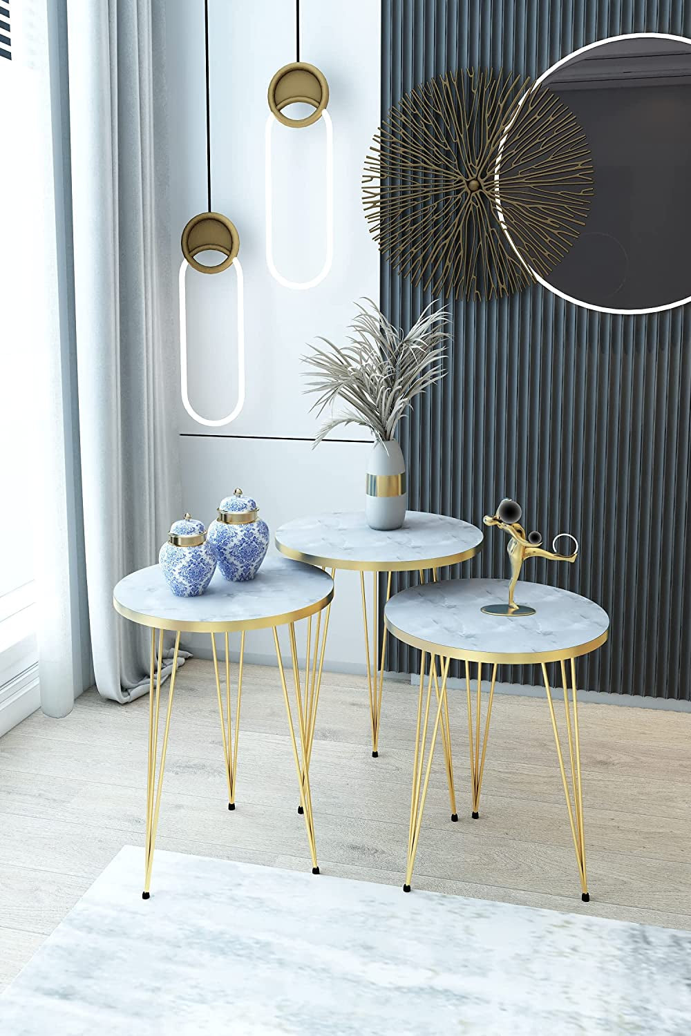 3 Nested Marble End Tables