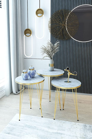 3 Nested Marble End Tables