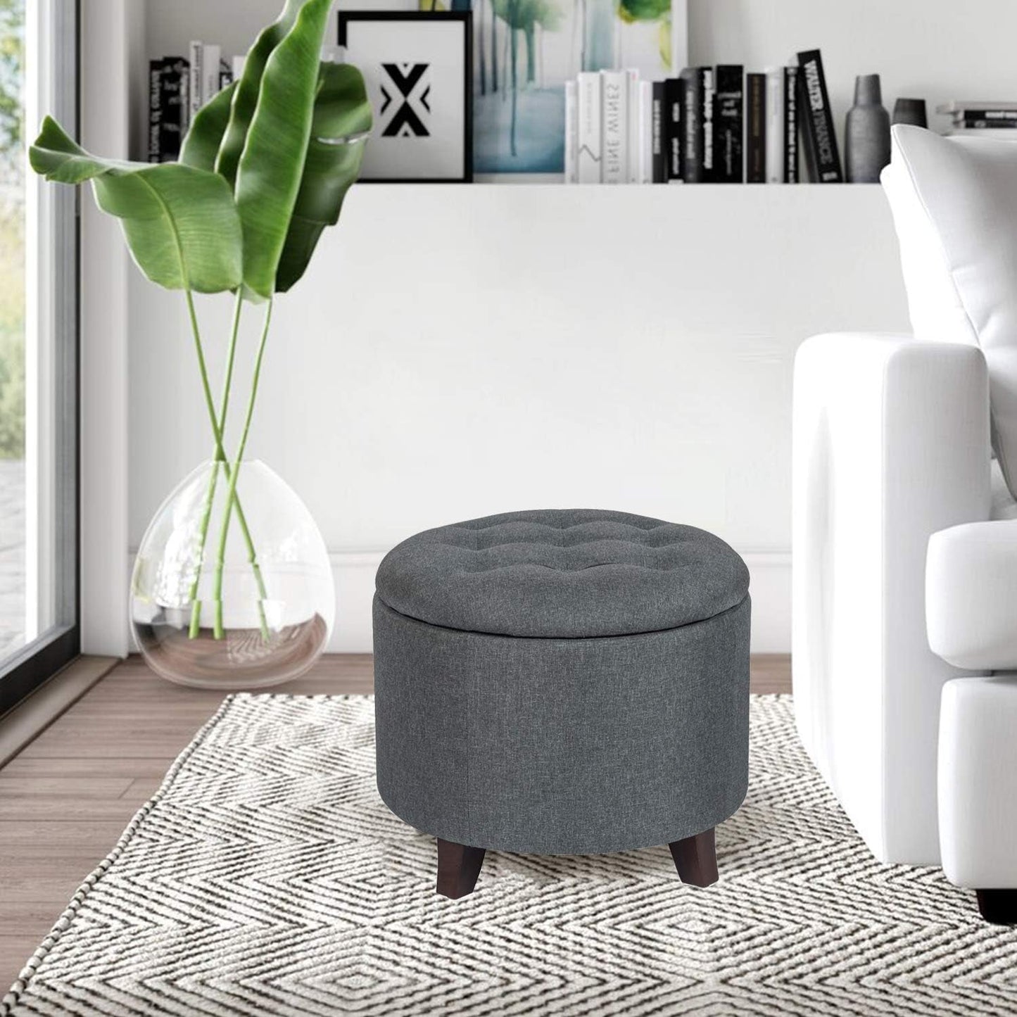 Round Gray Ottoman