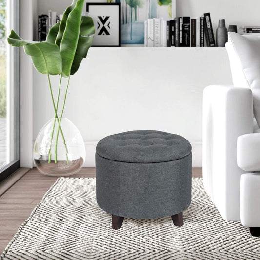 Round Gray Ottoman