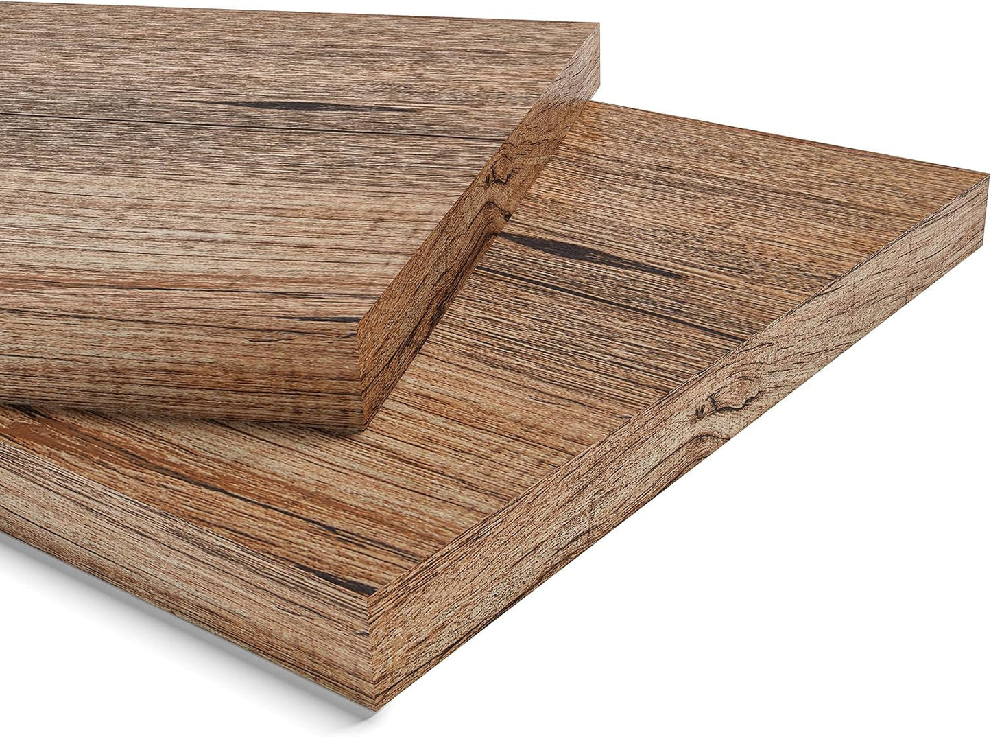 Two wooden planks with a natural wood grain pattern on a white background