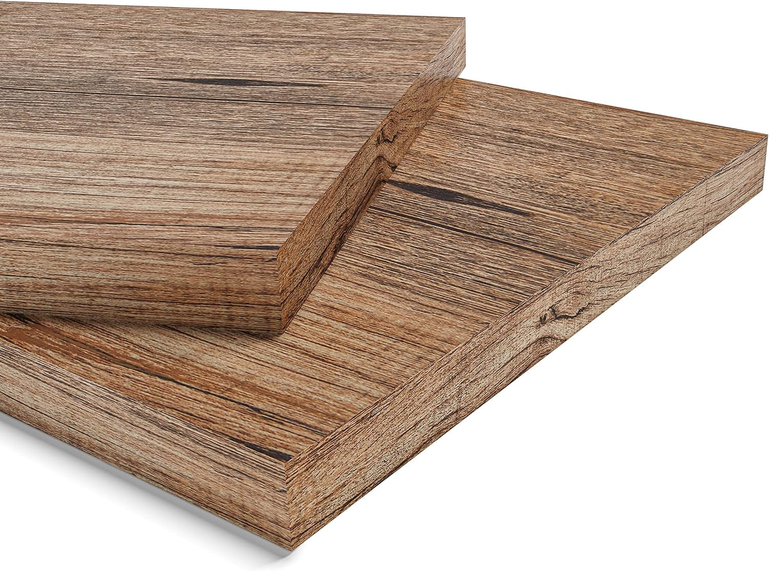 Two wooden planks with a natural wood grain pattern on a white background