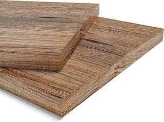 Two wooden planks with a natural wood grain pattern on a white background