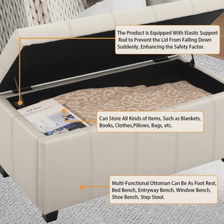 Leather Bench with Lift-Top Storage