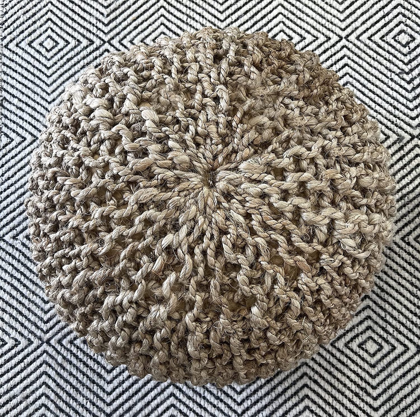 Natural Jute Braided Pouf