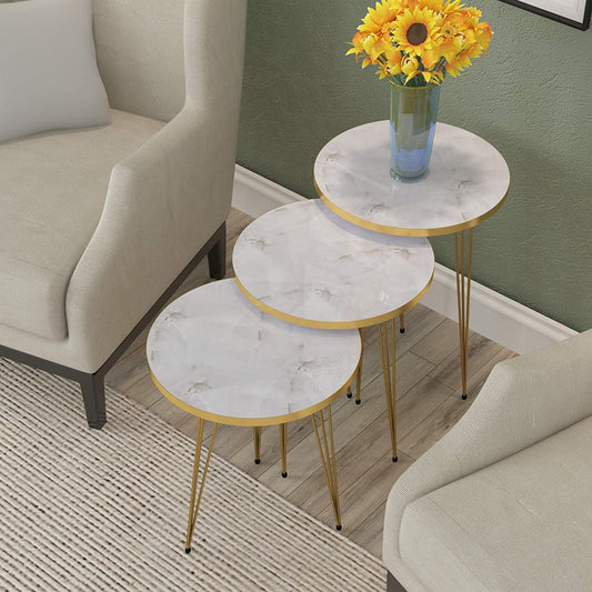 3 Nested Marble End Tables