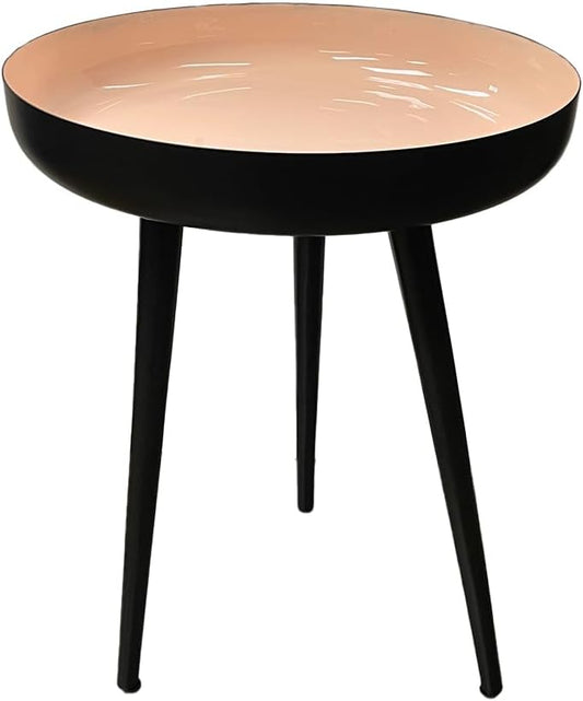 LIVEVIE Bregenz Collection Enamel-Coated Baby Pink Metal End Table