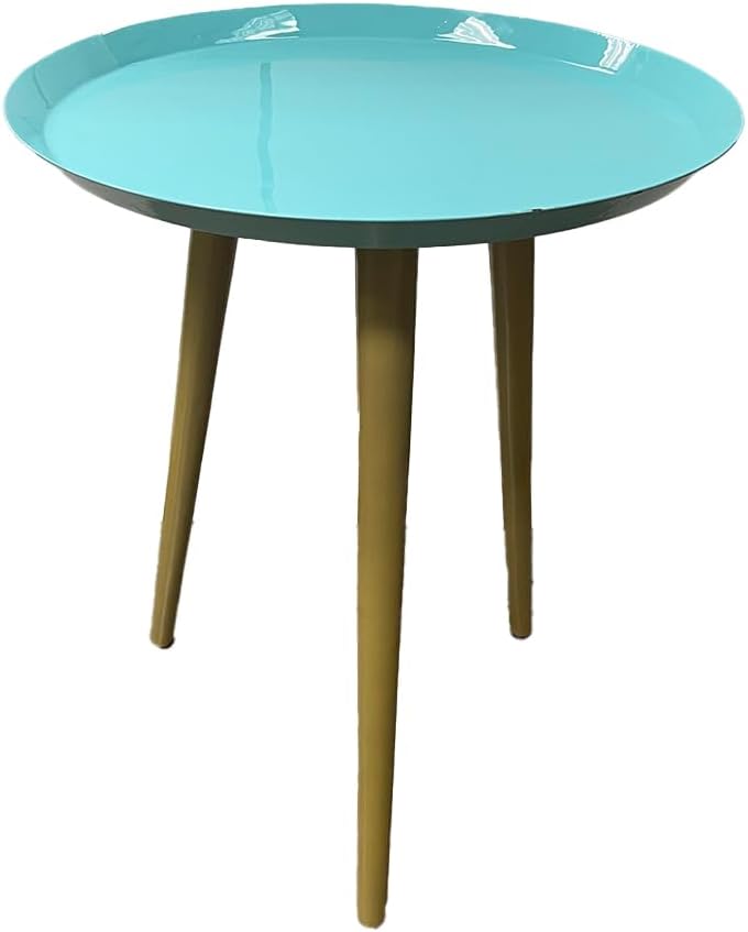 LIVEVIE Bregenz Collection Enamel-Coated Light Blue Metal End Table