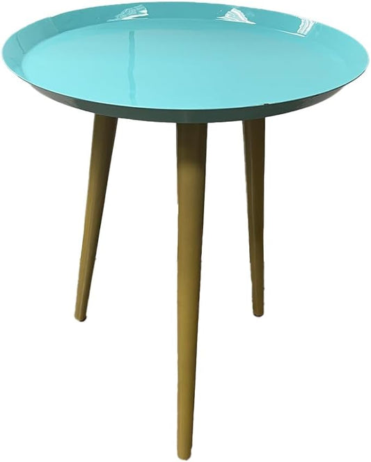 LIVEVIE Bregenz Collection Enamel-Coated Light Blue Metal End Table