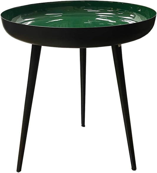 LIVEVIE Bregenz Collection Enamel-Coated Forest Green Metal End Table
