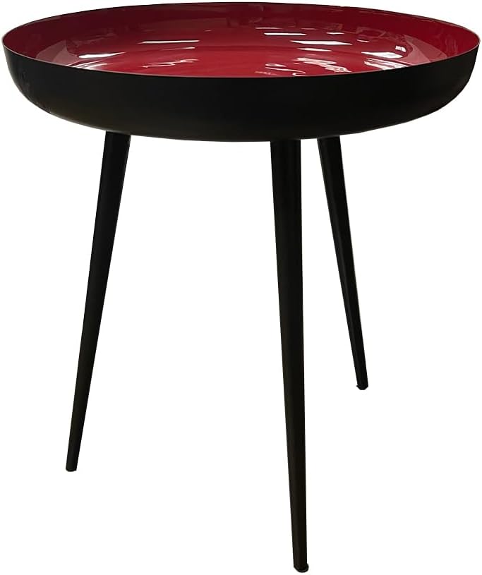 LIVEVIE Bregenz Collection Enamel-Coated Maroon Metal End Table