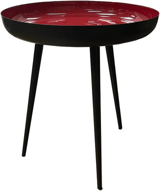LIVEVIE Bregenz Collection Enamel-Coated Maroon Metal End Table