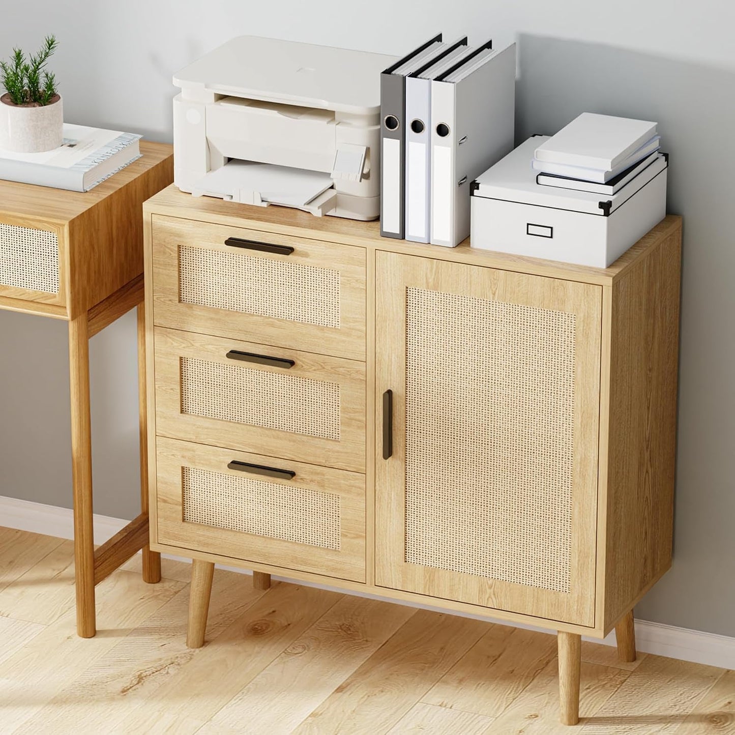 Modern Rattan Buffet Cabinet