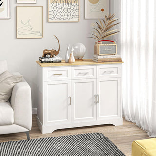 Butcher Block Sideboard Buffet with 3 Storage Drawers