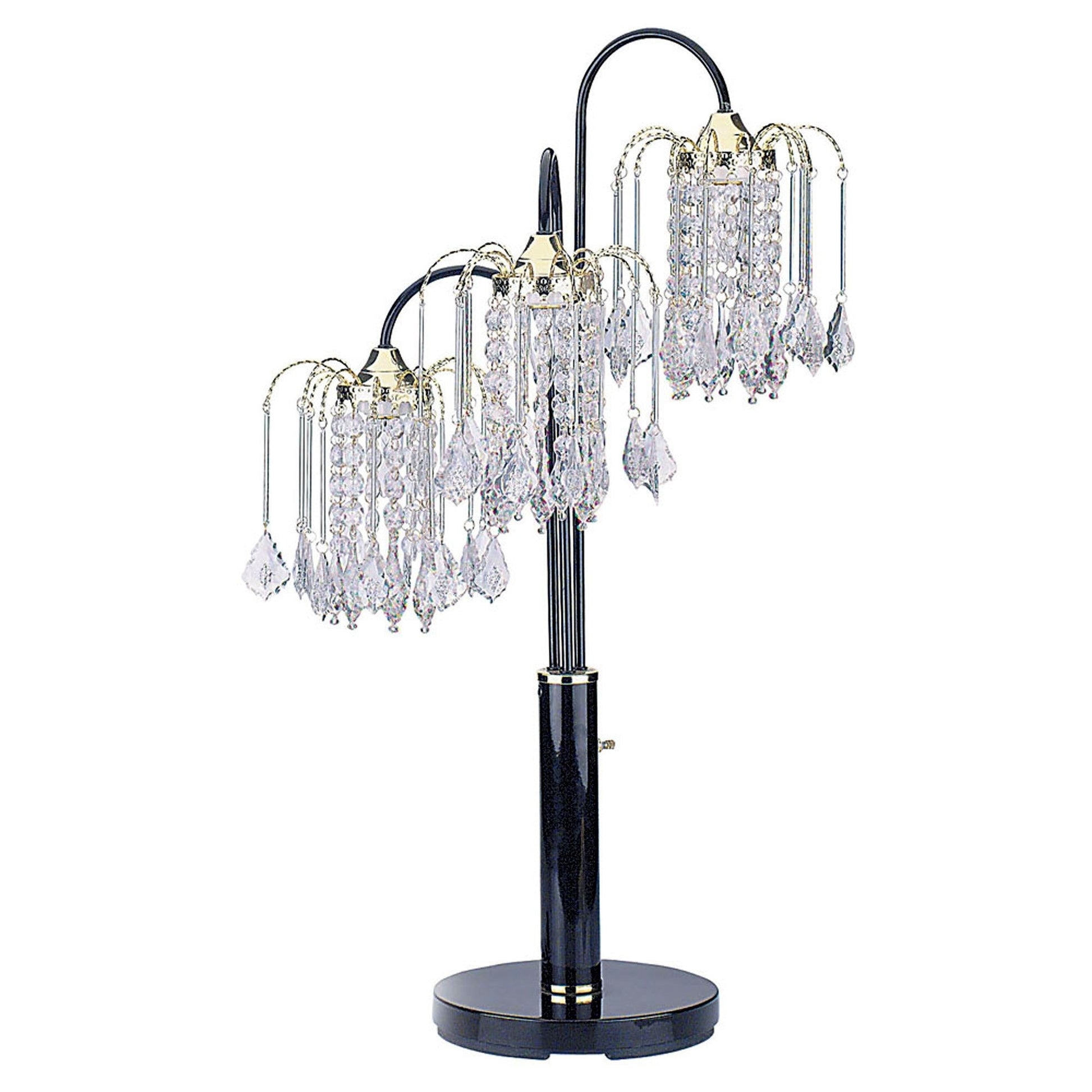 Decorative table lamp with crystal accents on a white background