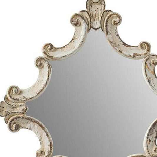 30" White Diamond Solid Wood Framed Accent Mirror