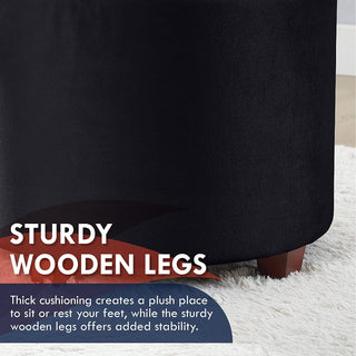 Black Velvet Tufted Storage Ottoman