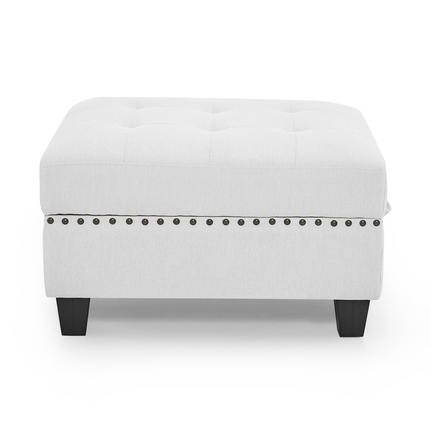 White Chenille Ottoman