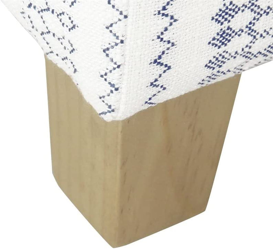 Farmhouse Blue Stripe Ottoman with Storage