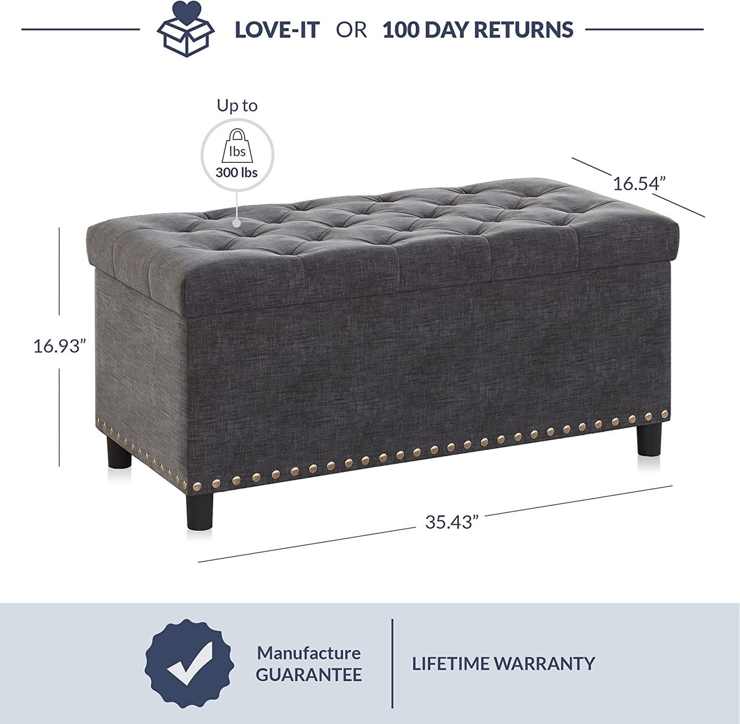 Button-Tufted Storage Ottoman
