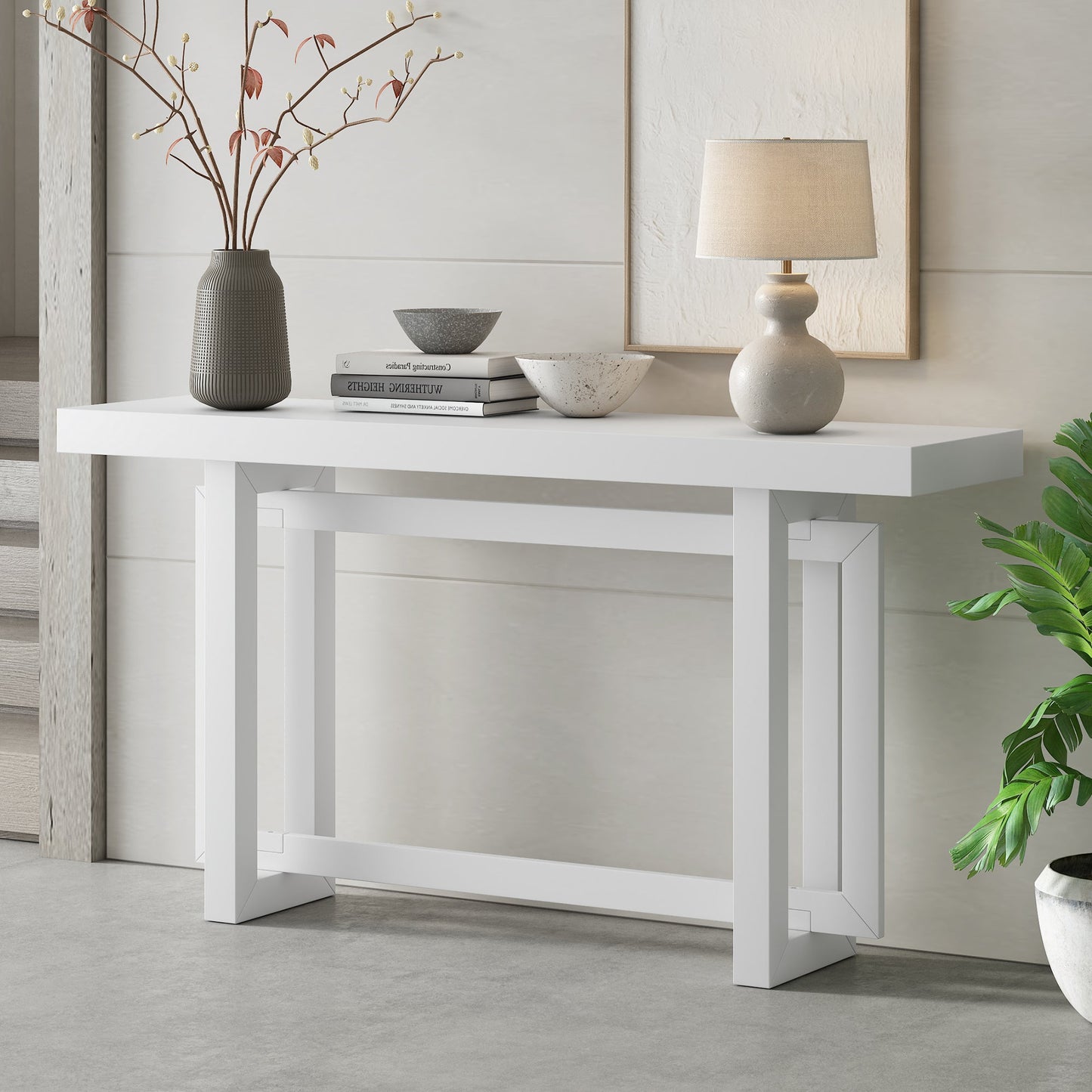 Contemporary White Console Table