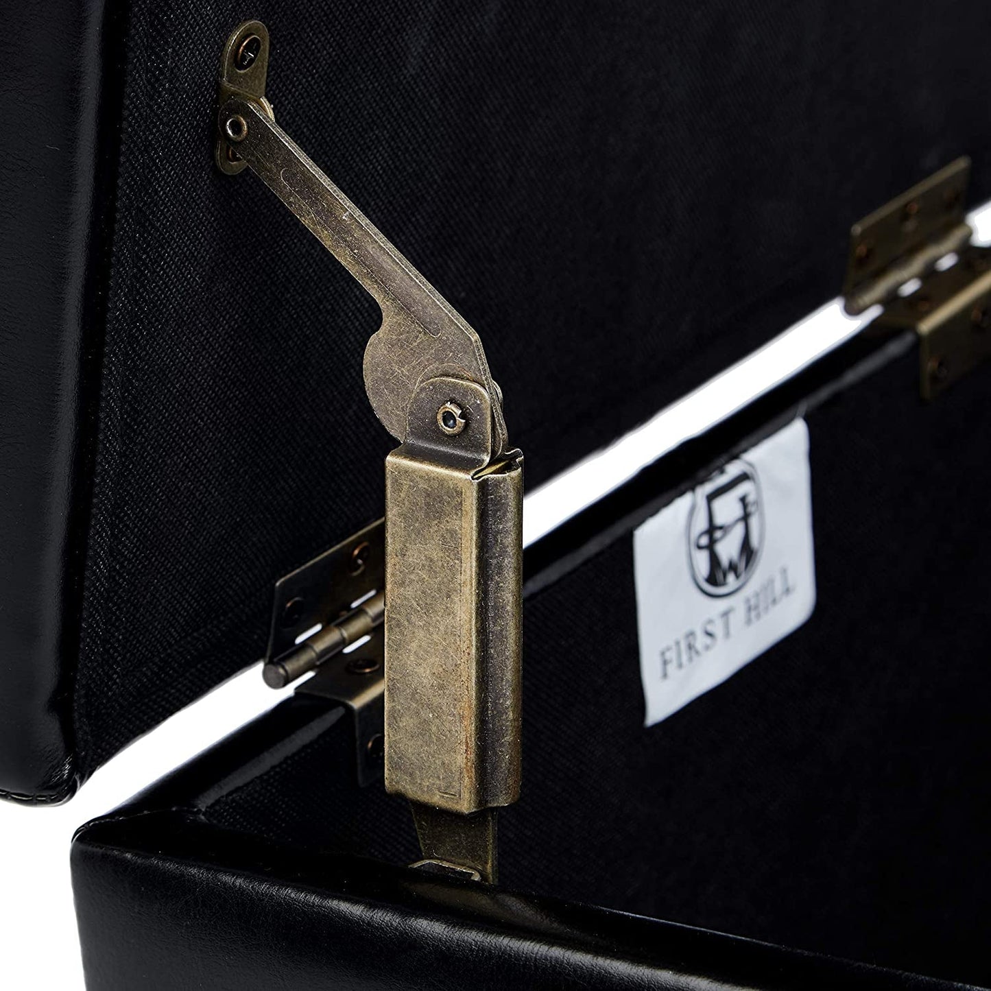 Small Black Ottoman with Hidden Storage