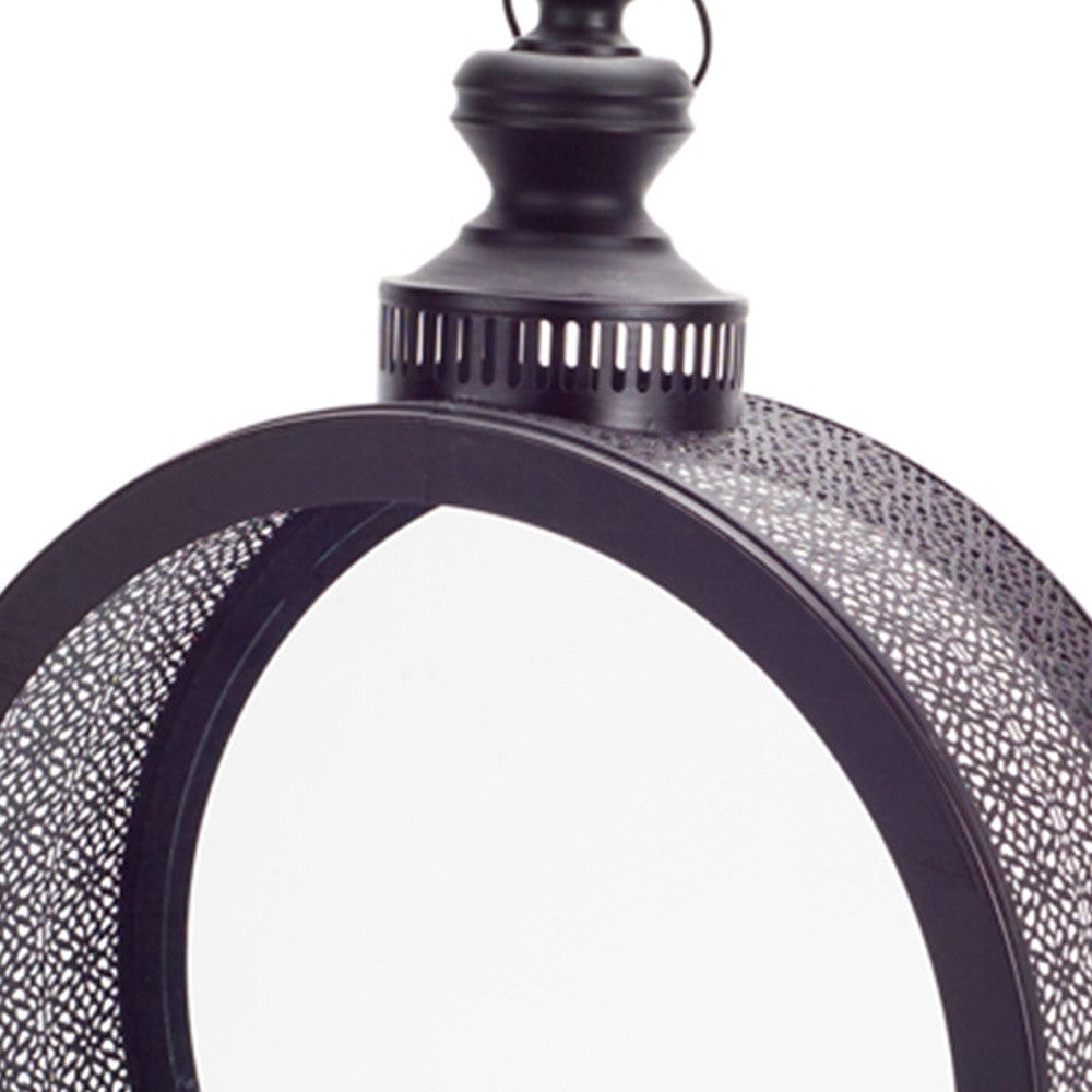 22" Black Distressed Metal Standing Lantern