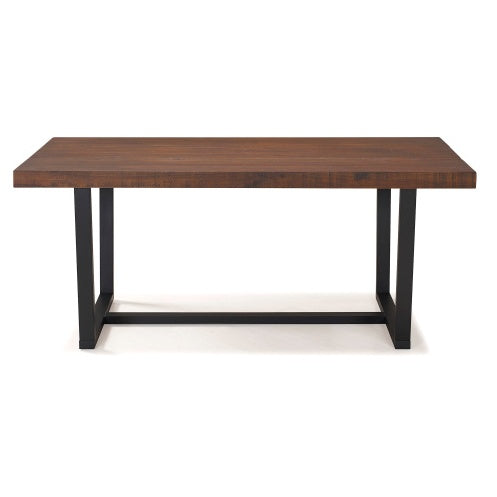 Modern Distressed Solid Wood And Metal Open Frame Dining Table