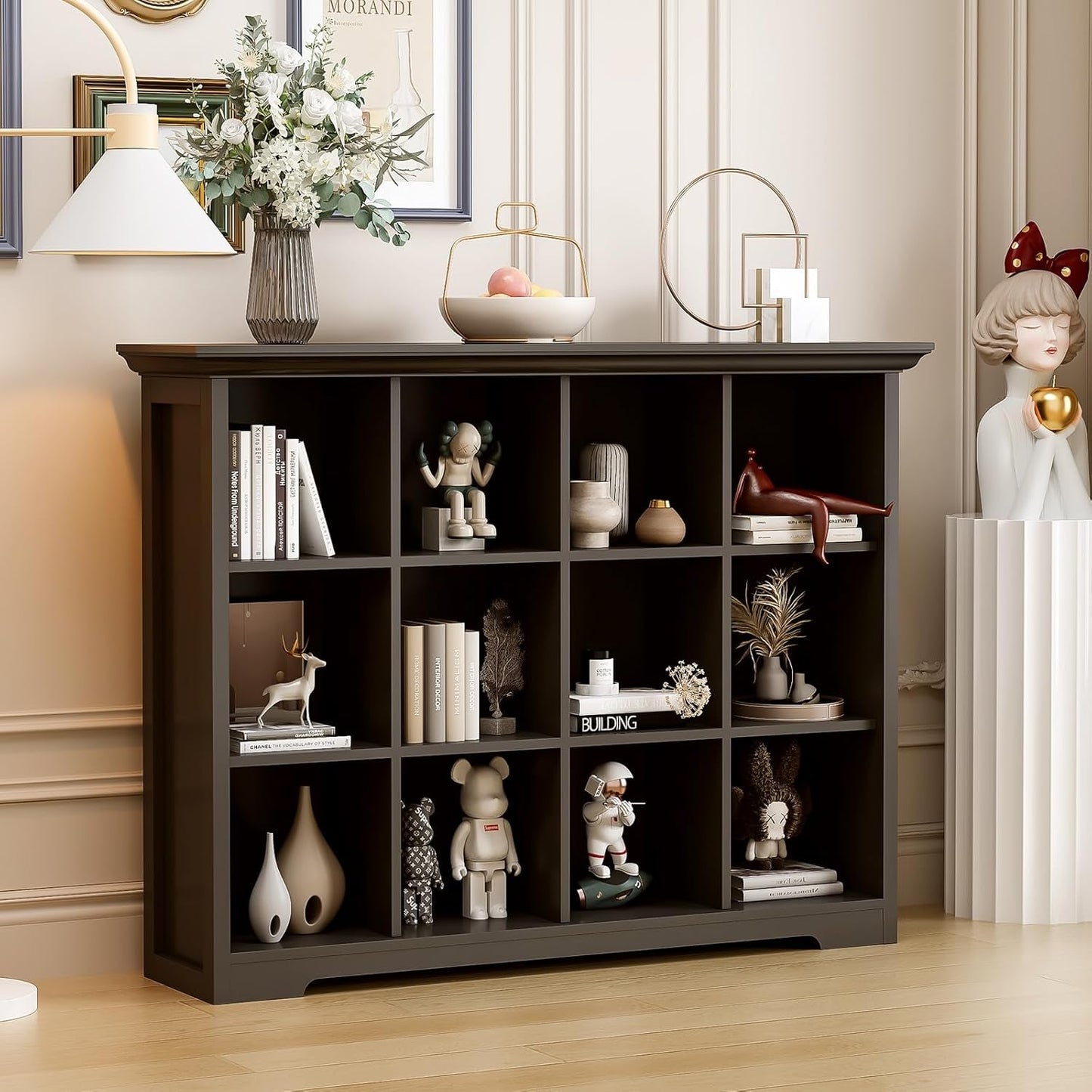 Black Wood Cube Bookcase